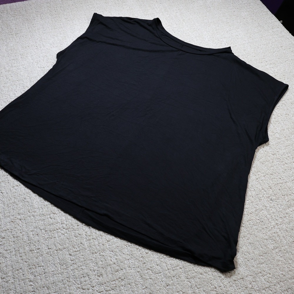 Ava & Viv Women Black Short Sleeve Crew Neck Relaxed Fit Tee Plus Size 2X